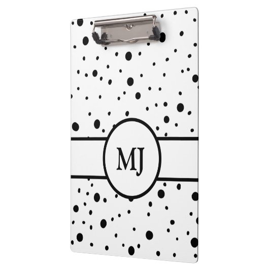 Monogrammed Black White Polka Dots and Stripes Klembord (Links)