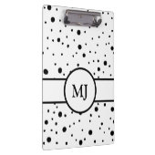 Monogrammed Black White Polka Dots and Stripes Klembord (Rechts)
