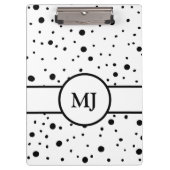 Monogrammed Black White Polka Dots and Stripes Klembord (Voorkant)