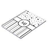 Monogrammed Black White Polka Dots and Stripes Notitieboek (Linkerzijde)