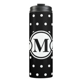 Monogrammed Black White Polka Dots Thermosbeker