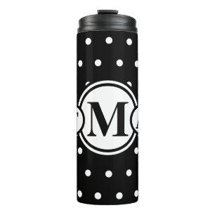 Monogrammed Black White Polka Dots Thermosbeker