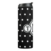 Monogrammed Black White Polka Dots Thermosbeker (Gedraaid links)