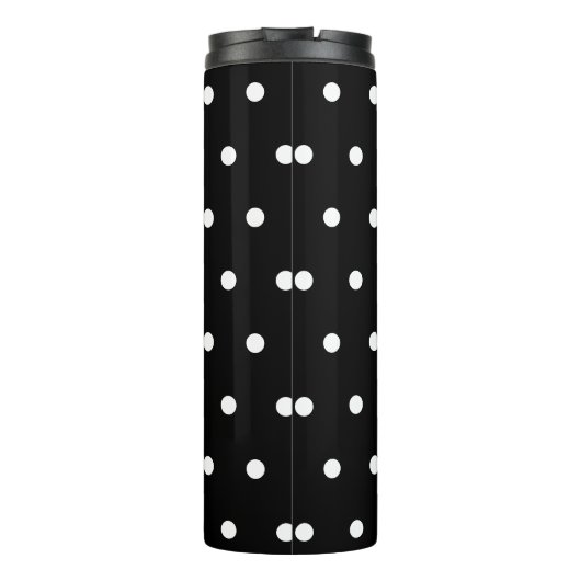 Monogrammed Black White Polka Dots Thermosbeker (Achterkant)