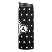 Monogrammed Black White Polka Dots Thermosbeker (Geroteerd rechts)