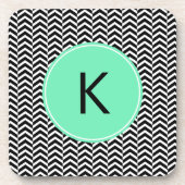Monogrammed Black, White Zee Foam Chevron Pattern Drankjes Onderzetter (Voorkant)