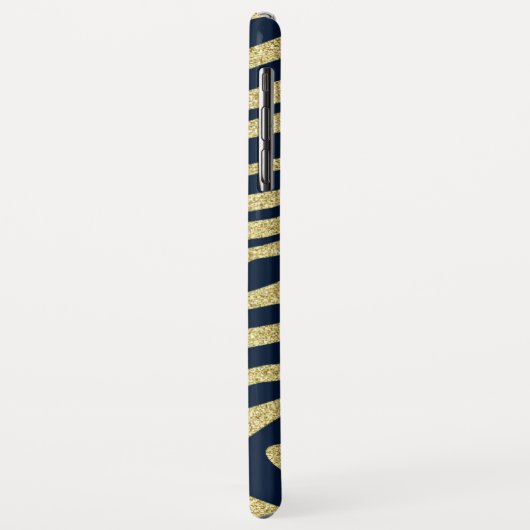 Monogrammed Black Zebra-Skin Stripes on Gold Case-Mate iPhone Case (Achterkant/links)