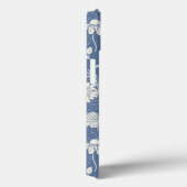 Monogrammed Blauw en Crème Vogels en Bloesems Case-Mate iPhone Case (Achterkant / Rechts)