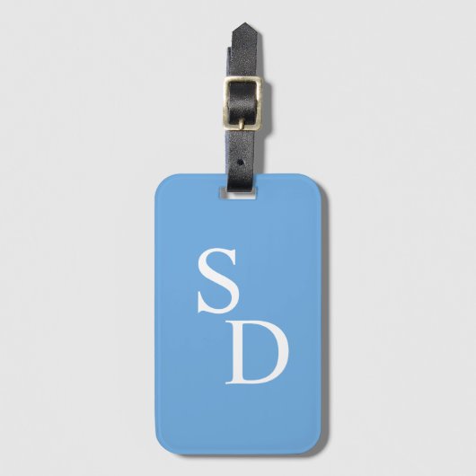 Monogrammed blauw en wit Bagagelabel (Voorkant (verticaal))