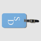 Monogrammed blauw en wit Bagagelabel (Voorkant (horizontaal))