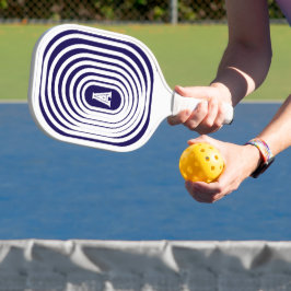 Monogrammed blauw en wit optische illusie pickleball paddle