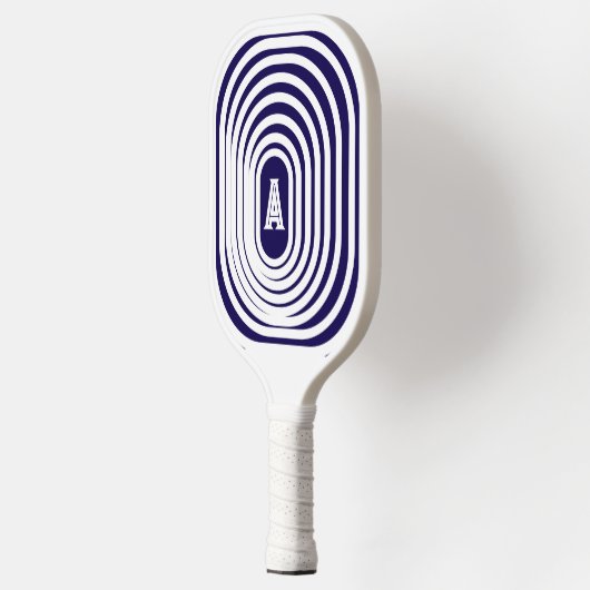 Monogrammed blauw en wit optische illusie pickleball paddle (Links)