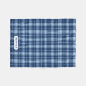 Monogrammed Blauw Plaid Rustiek Preppy Patroon Gez Fleece Deken (Voorkant (Horizontaal))