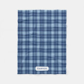 Monogrammed Blauw Plaid Rustiek Preppy Patroon Gez Fleece Deken (Voorkant)