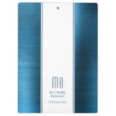 Monogrammed Blauw van het Zee Borgepensed Metallic Klembord (Achterkant)