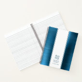 Monogrammed Blauw van het Zee Borgepensed Metallic Notitieboek (Binnen)
