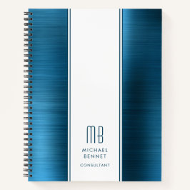 Monogrammed Blauw van het Zee Borgepensed Metallic Notitieboek