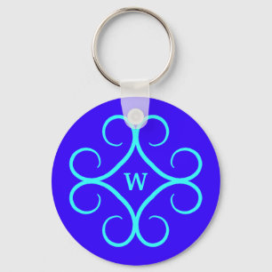 Monogrammed blauwe aqua  helder sleutelhanger