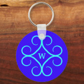 Monogrammed blauwe aqua  helder sleutelhanger (Voorkant)