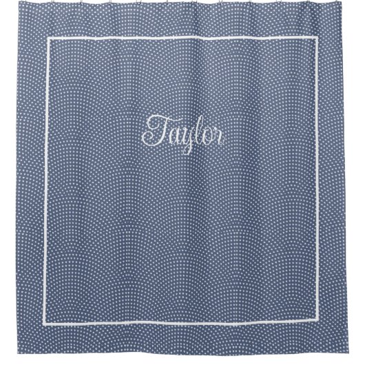 Monogrammed blauwe bogen Douchegordijn geschetst (Voorkant)
