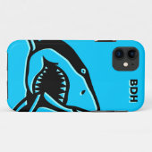 Monogrammed blauwe haai Case-Mate iPhone case (Achterkant (horizontaal))