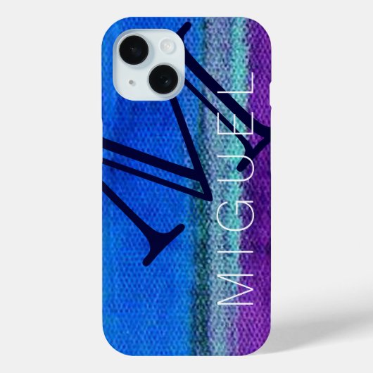 Monogrammed Blauwe Kleur Case-Mate iPhone Case (Achterkant)