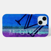 Monogrammed Blauwe Kleur Case-Mate iPhone Case (Achterkant (horizontaal))