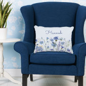 Monogrammed Blauwe Waterverf Wildbloem kwekerij Accent Kussen