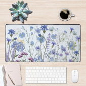 Monogrammed Blauwe Waterverf Wildflower Garden Bureaumat