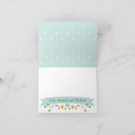 Monogrammed Blauwgroen Aqua Hoefijzer Western Dank Bedankkaart (Binnen)