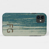 Monogrammed Blauwgroen Blauw Abstract Patroon Case-Mate iPhone Case (Achterkant (horizontaal))