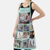 Monogrammed Blauwgroen blauw fotocollage raster Schort (Insitu)