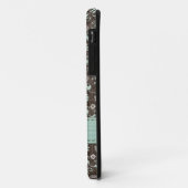 Monogrammed Blauwgroen bruine Damask Case-Mate iPhone Case (Achterkant/links)