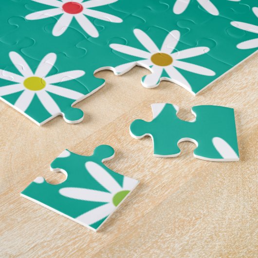Monogrammed Blauwgroen Daisy Stippen Legpuzzel (Zijkant)