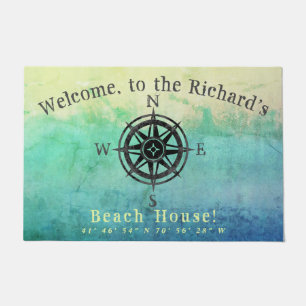 Monogrammed Blauwgroen Ombre Zee Doormat Deurmat