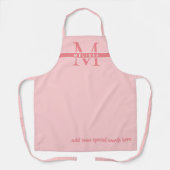 Monogrammed bleke roze schort met haar naam (Voorkant)