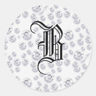 Monogrammed *BLING* Diamonds Ronde Sticker
