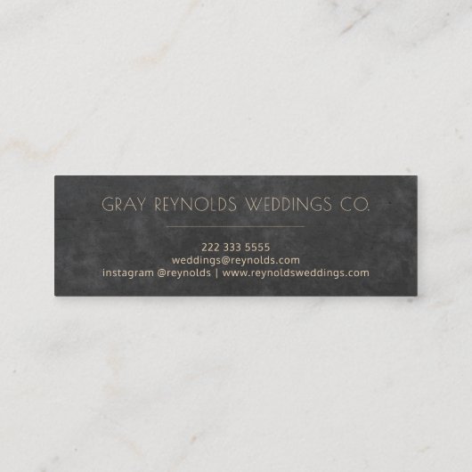 Monogrammed bloemen elegante krijt bruiloft planne mini visitekaartje (Achterkant)