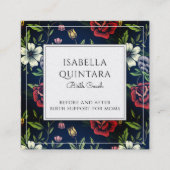 Monogrammed Bloemen Geboortecoach Doula Vierkante Visitekaartje (Voorkant)