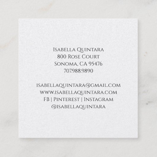 Monogrammed Bloemen Geboortecoach Doula Vierkante Visitekaartje (Achterkant)