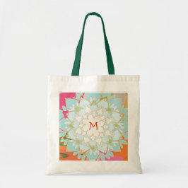 Monogrammed Blooming Lotus Flower Tote Bag
