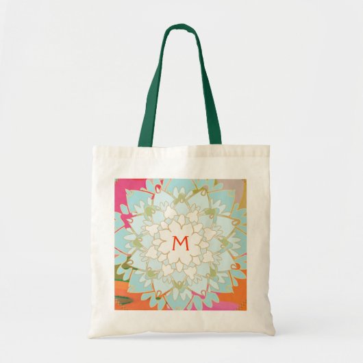 Monogrammed Blooming Lotus Flower Tote Bag (Voorkant)