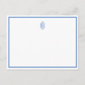 Monogrammed Blue and White Flat Post Kaart (Voorkant)