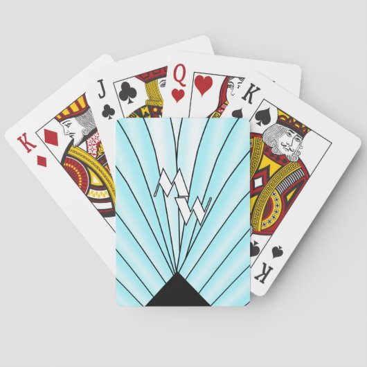 Monogrammed Blue Art Deco Pokerkaarten (Achterkant)