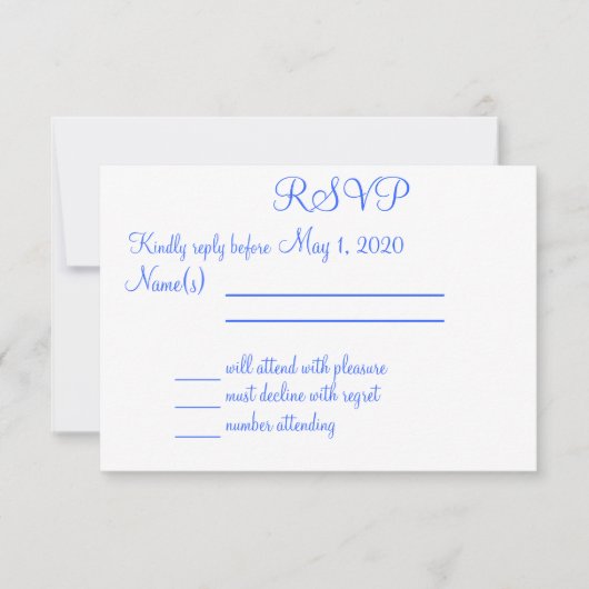 Monogrammed Blue Beach Wedding RSVP-kaarten RSVP Kaartje (Voorkant)