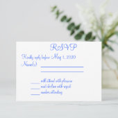 Monogrammed Blue Beach Wedding RSVP-kaarten RSVP Kaartje (Staand voorkant)