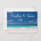 Monogrammed Blue Beach Wedding RSVP-kaarten RSVP Kaartje (Achterkant)