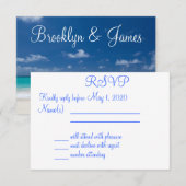 Monogrammed Blue Beach Wedding RSVP-kaarten RSVP Kaartje (Voorkant / Achterkant)