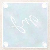 Monogrammed Blue Bokeh Abstracte digitale kunst Glazen Onderzetter (Achterkant)