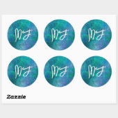 Monogrammed Blue Bokeh Abstracte digitale kunst Ronde Sticker (Vel)
